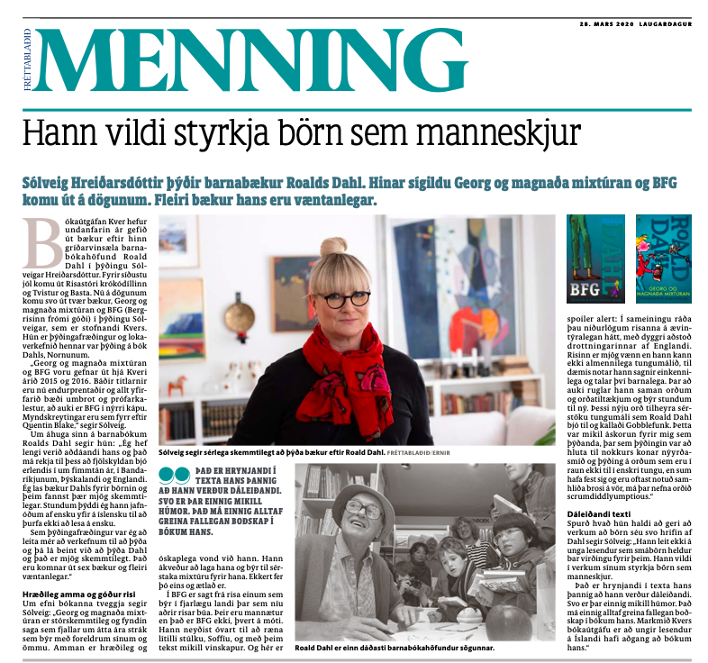 Viðtal Fréttablaðsins við þýðanda Roalds Dahl á Íslandi